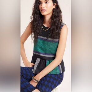 NWT Corey Lynn Calter Anthropologie Size M Striped Peplum Blouse
